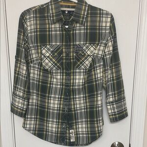 Superdry women’s Green and Yellow Plaid Shirt